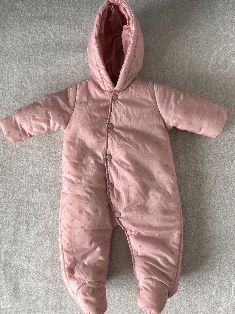 Zara Blush Pink Polka Dot Infant Snowsuit